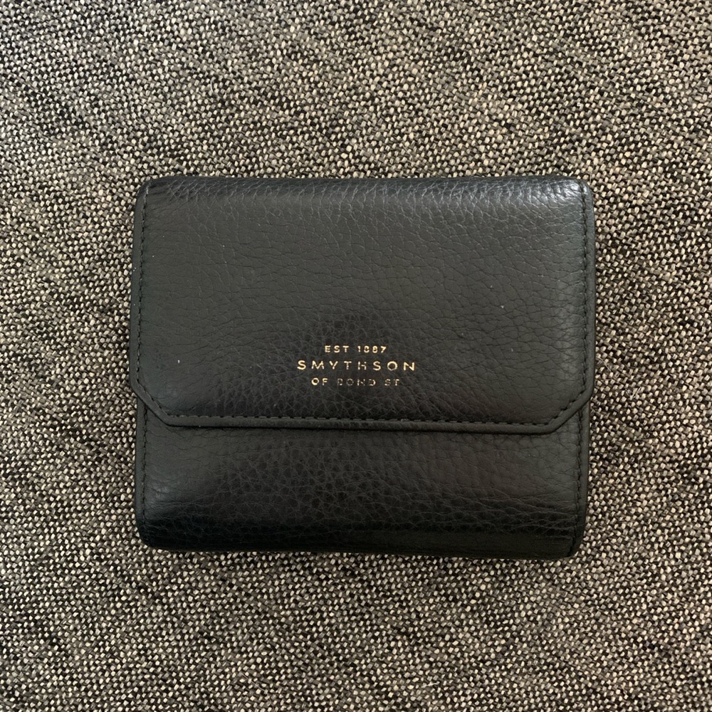 Smythson wallet black leather